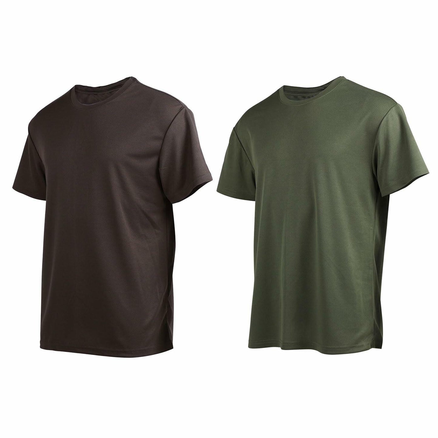 Fastkoala Men's Quick Dry Workout Shirt Short Sleeve ArmyGreen Grey Size M