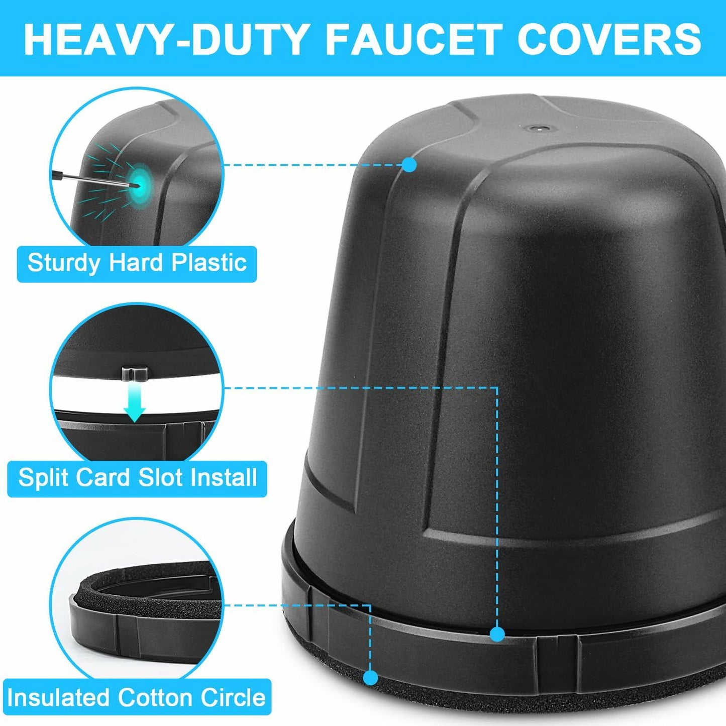 Mydrissu 2Pack Outdoor Insulated Faucet Covers Black Dark Gray Reusable