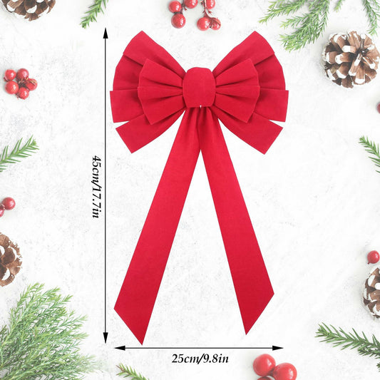 WILLBOND 6pcs Large Red Velvet Christmas Bows 9.8x17.7in Indoor Holiday Decor