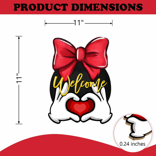 Bolisom Valentine's Day Wood Door Sign Red Love Heart Polka Dot Bow