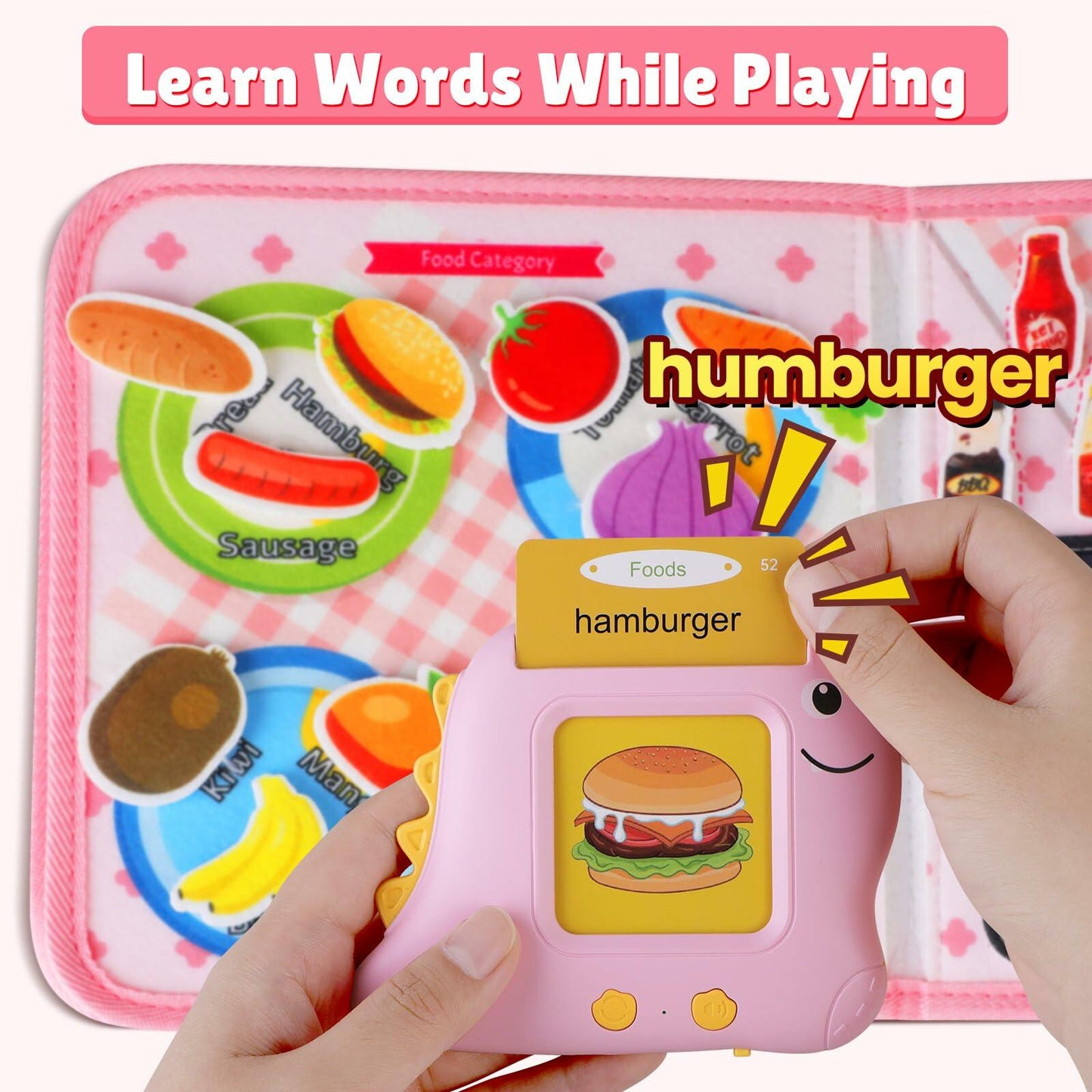 Quanquer Cook Busy Book with Talking Flash Cards 224 Sight Words Toddler Toy