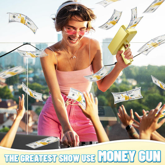 Gold Money Gun Shooter Toy with 201 Props Includes Batteries