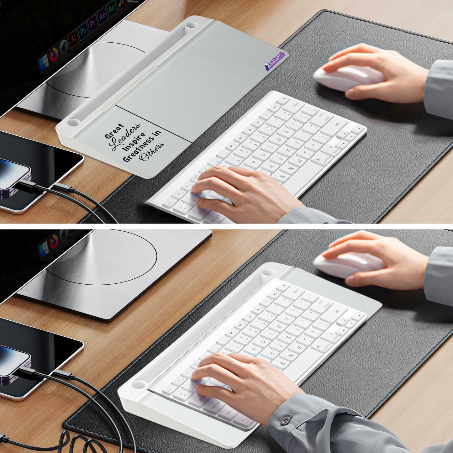 LBWCER Desk Whiteboard with 3 Markers 1 Eraser Organizer White