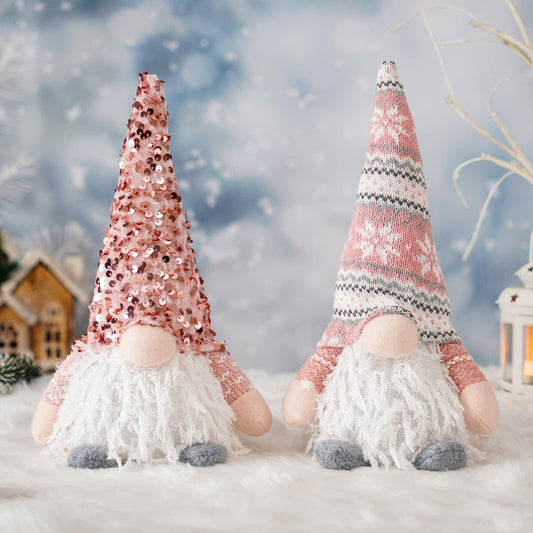 USILAND 2-Pack Pink Lighted Sequin Tabletop Decorations Handmade