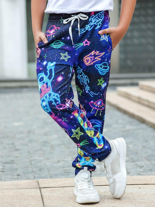 Kids Jogger Pants Tie Dye Volleyball Print Casual Sport Trousers Size 6-7