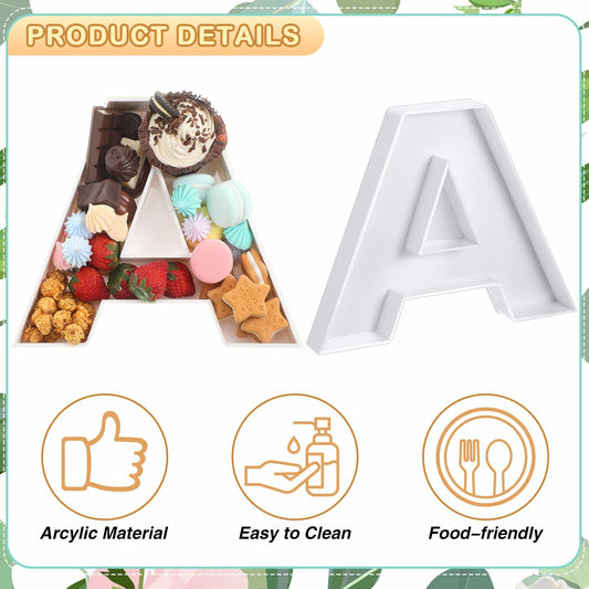 Yerliker 10'' White Acrylic Charcuterie Letter Box Reusable Fillable Tray