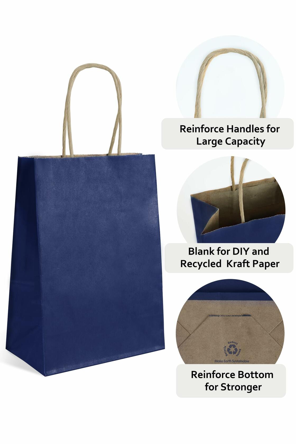 BIOBROWN Black Gift Bags with Handles 25 Pcs 5.9x3.15x8.26in Bulk Party