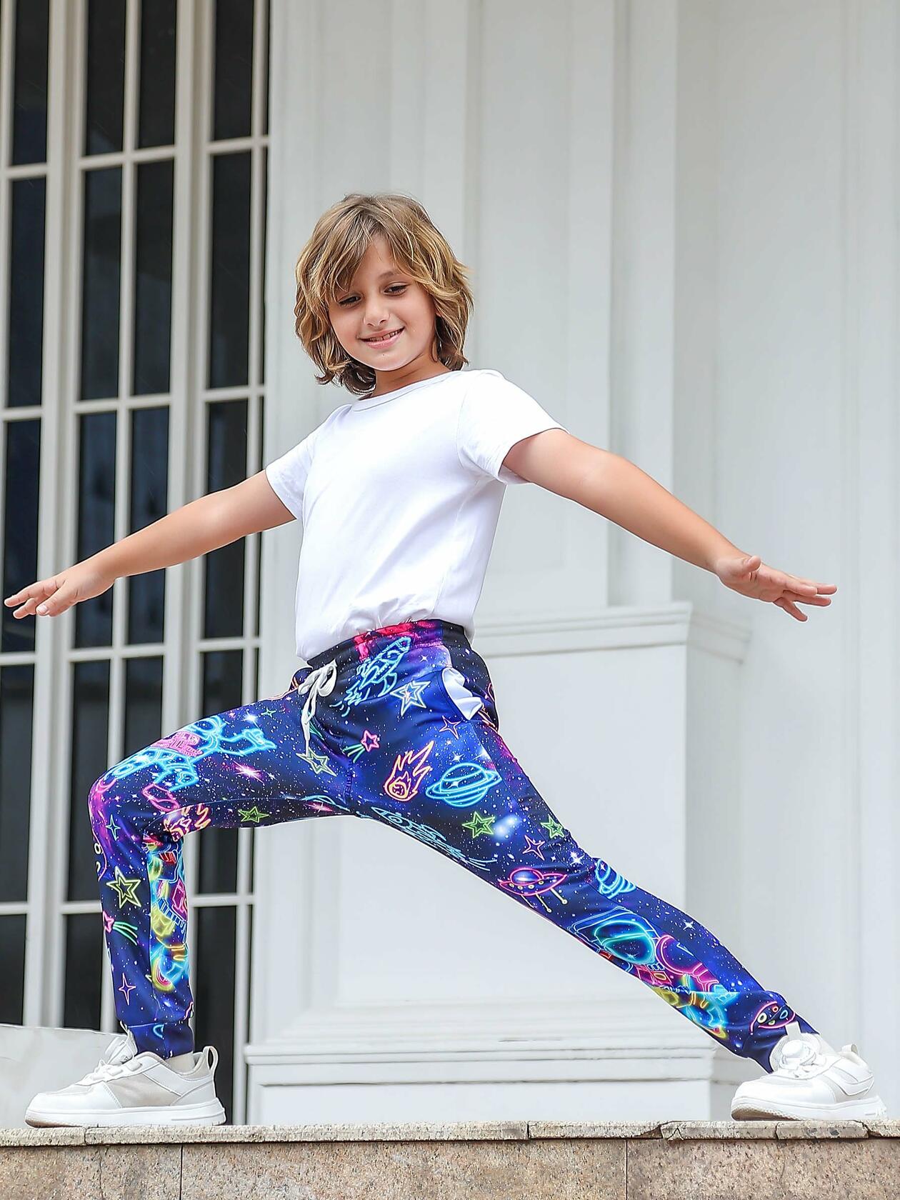 Kids Jogger Pants Tie Dye Volleyball Print Casual Sport Trousers Size 6-7