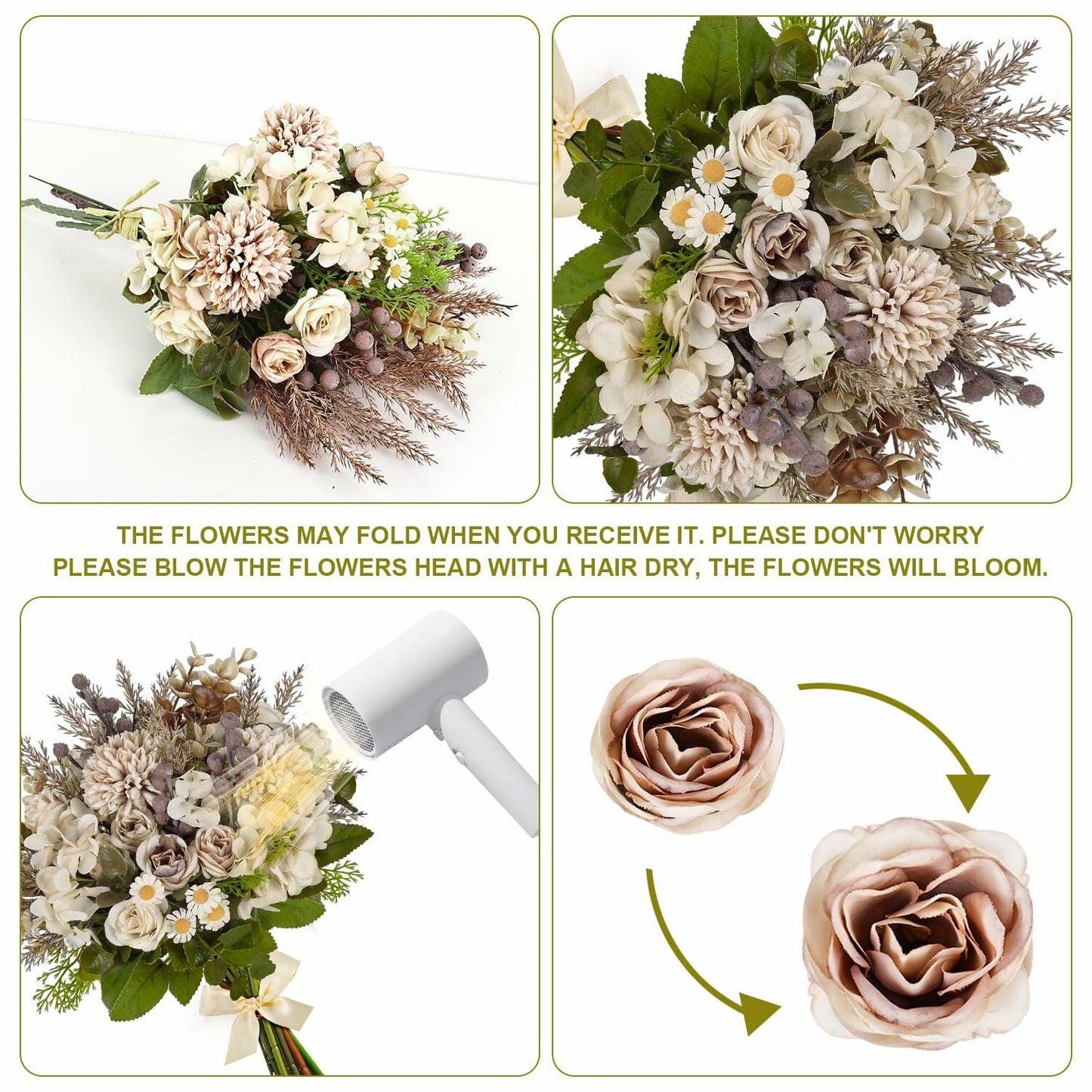 Kimkusia Silk Artificial Flowers Bridal Wedding Decor Bouquet Faux Silk Roses