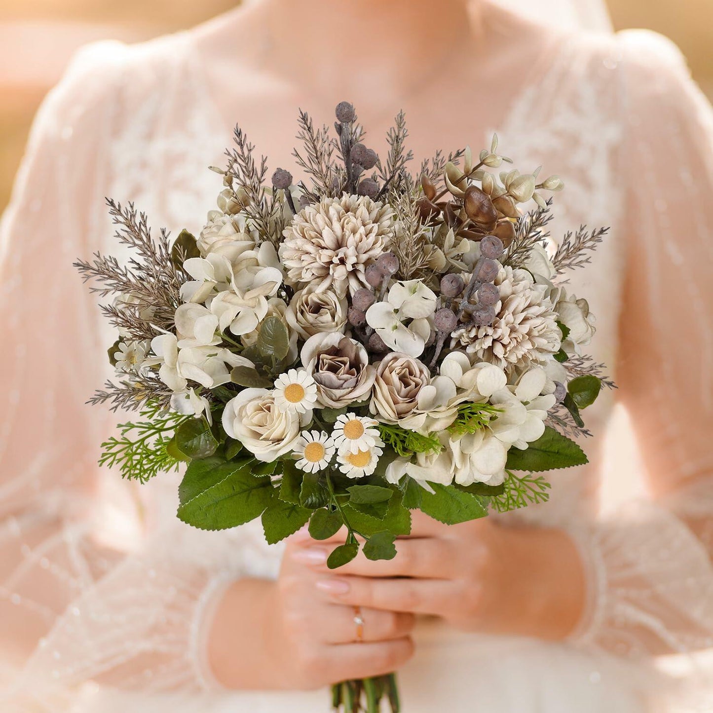 Kimkusia Silk Artificial Flowers Bridal Wedding Decor Bouquet Faux Silk Roses