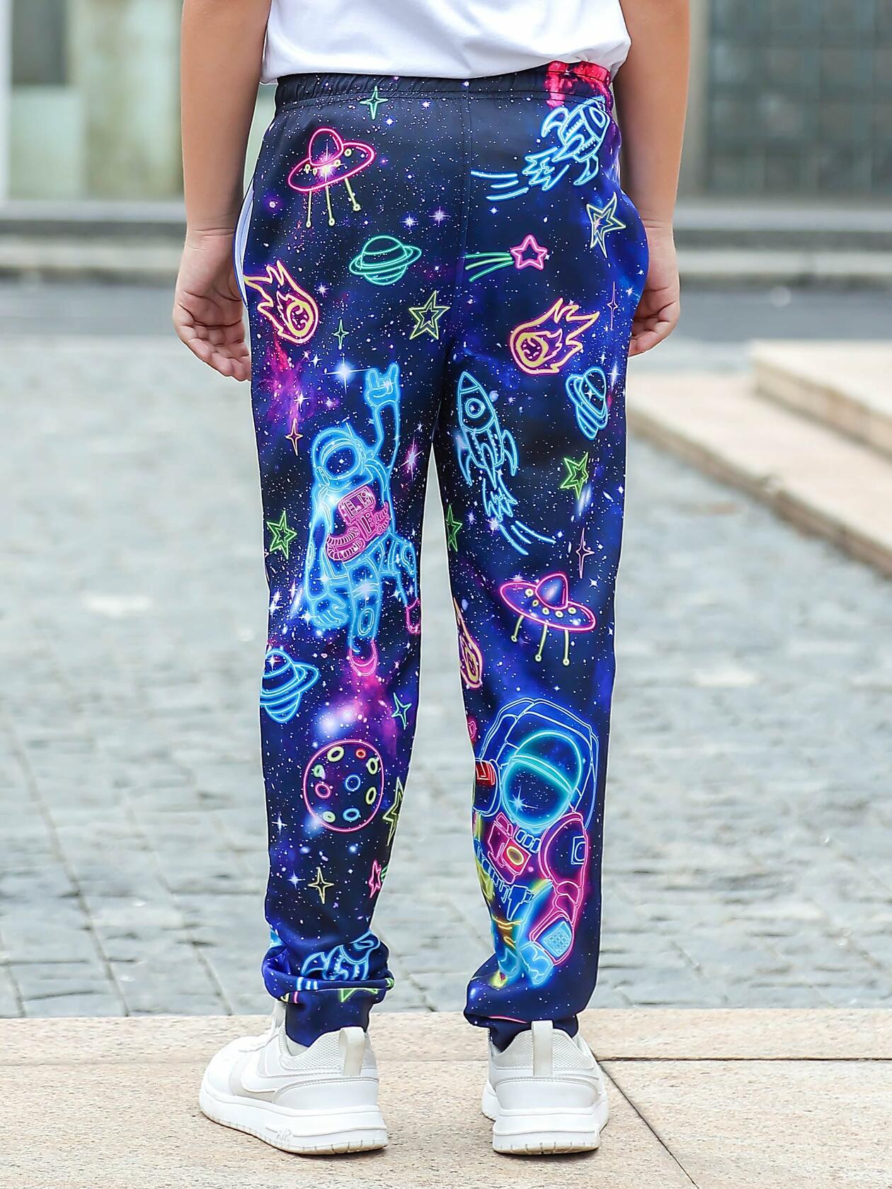 Kids Jogger Pants Tie Dye Volleyball Print Casual Sport Trousers Size 6-7