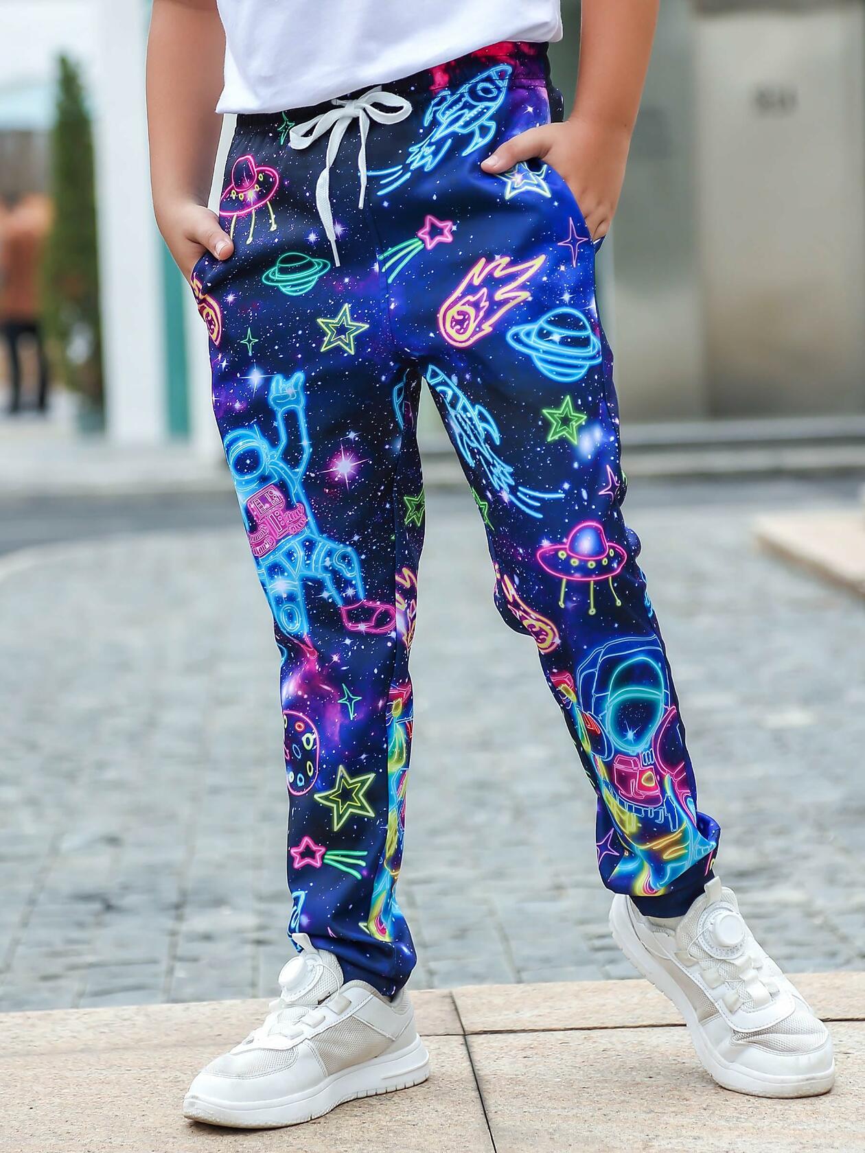 Kids Jogger Pants Tie Dye Volleyball Print Casual Sport Trousers Size 6-7