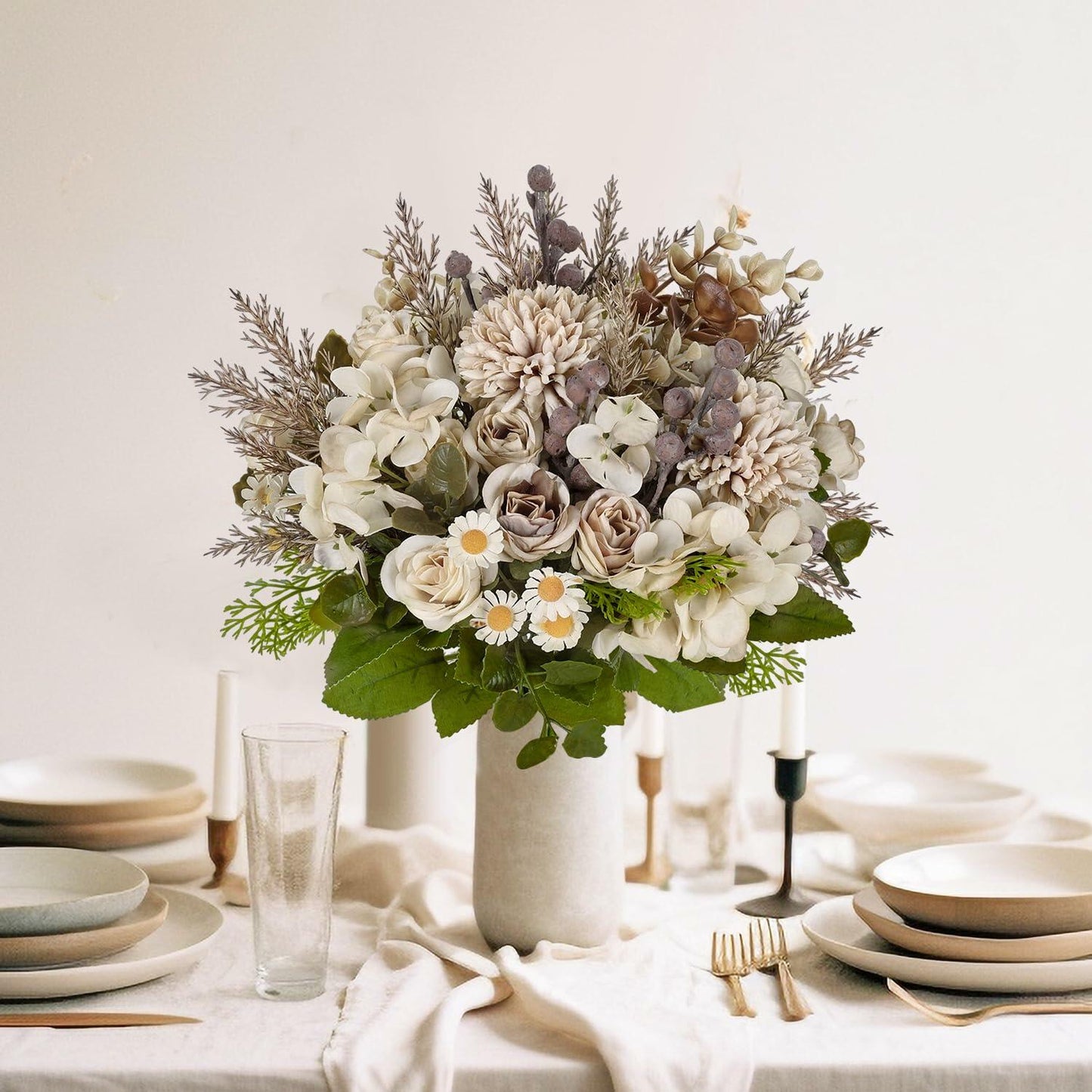 Kimkusia Silk Artificial Flowers Bridal Wedding Decor Bouquet Faux Silk Roses
