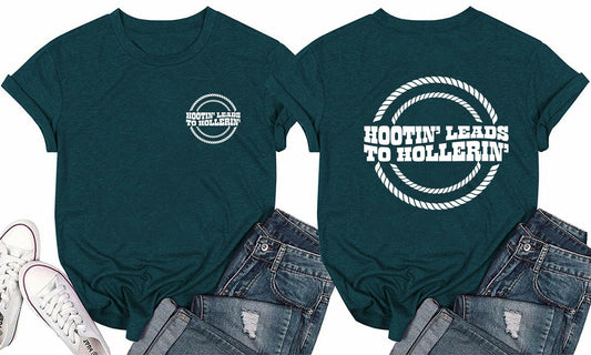 RUSASKO Womens Hootin' Leads to Hollerin' T-Shirt Dark Green Size XXL