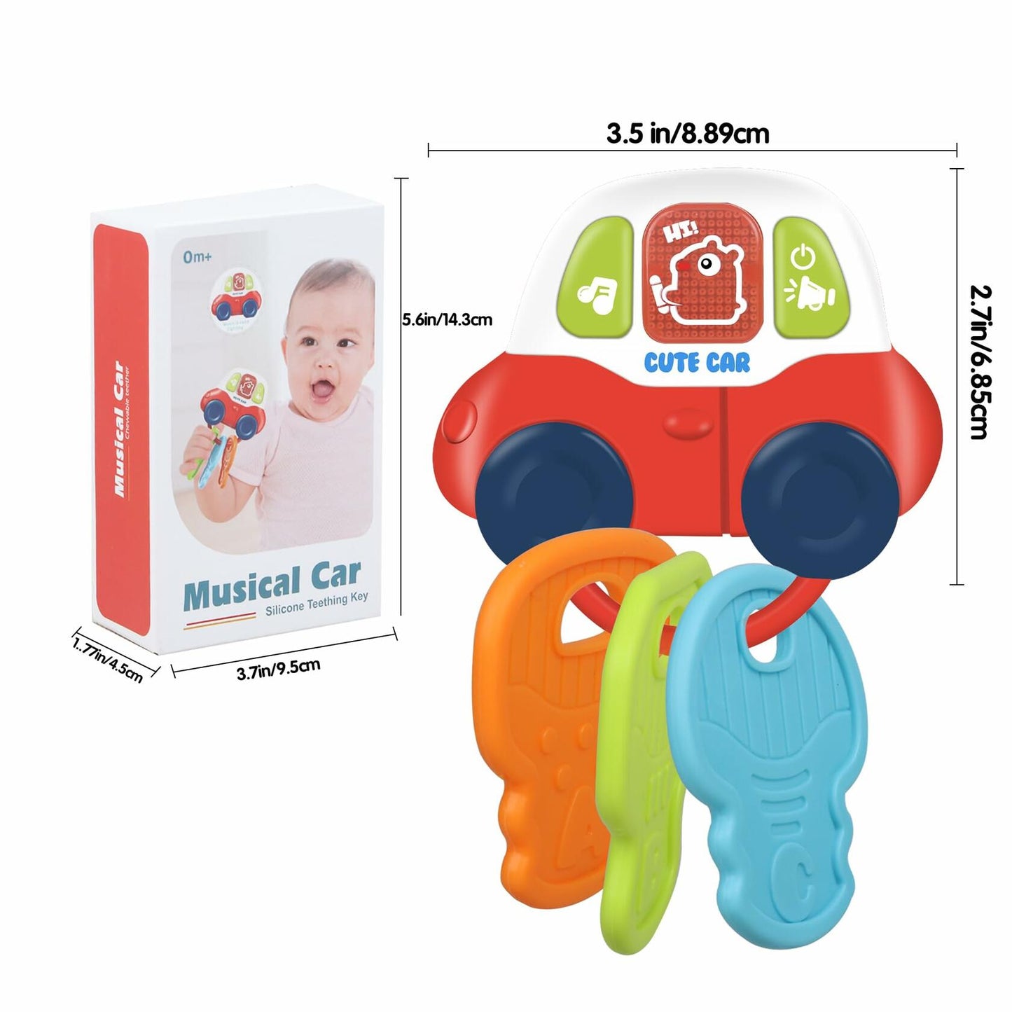 Baby Teething Toys Montessori Sensory Car Key Teether Music Light 0-18M