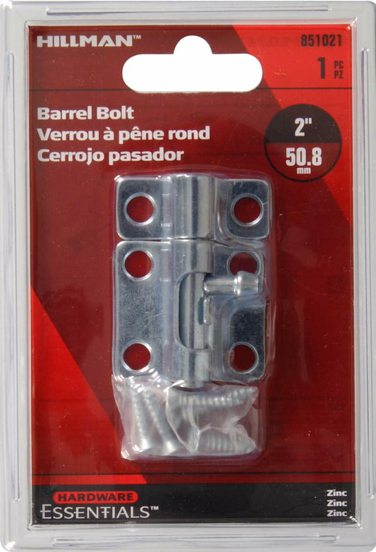 Hillman Hardware Essentials Barrel Bolt Zinc-Plated 2"