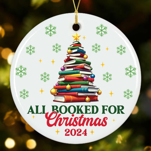 NewEleven Ceramic Christmas Ornament Book Lovers Gift Bookshelf Decor