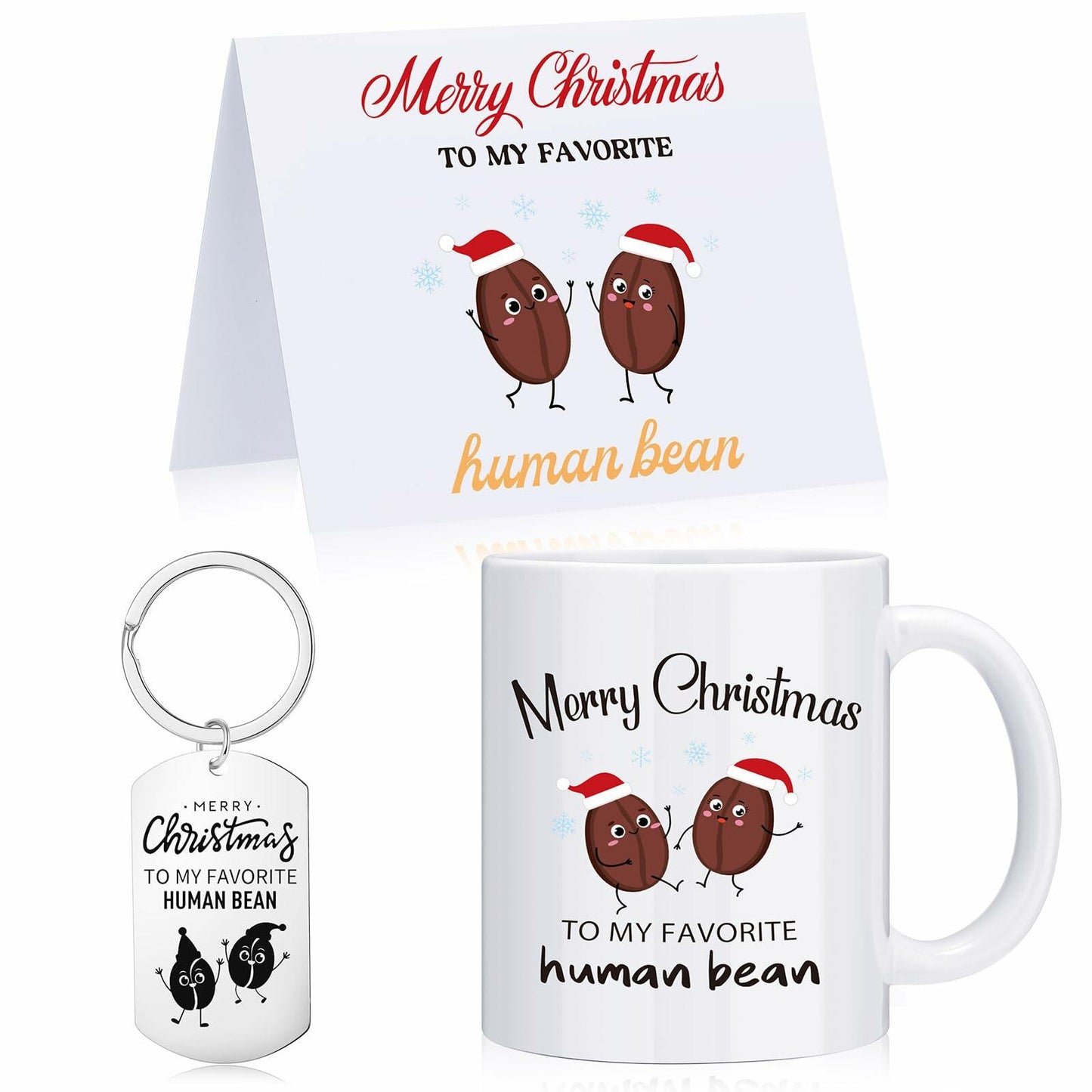 Baderke 3-Piece Christmas Gift Set 11oz Coffee Cup Keychain Card