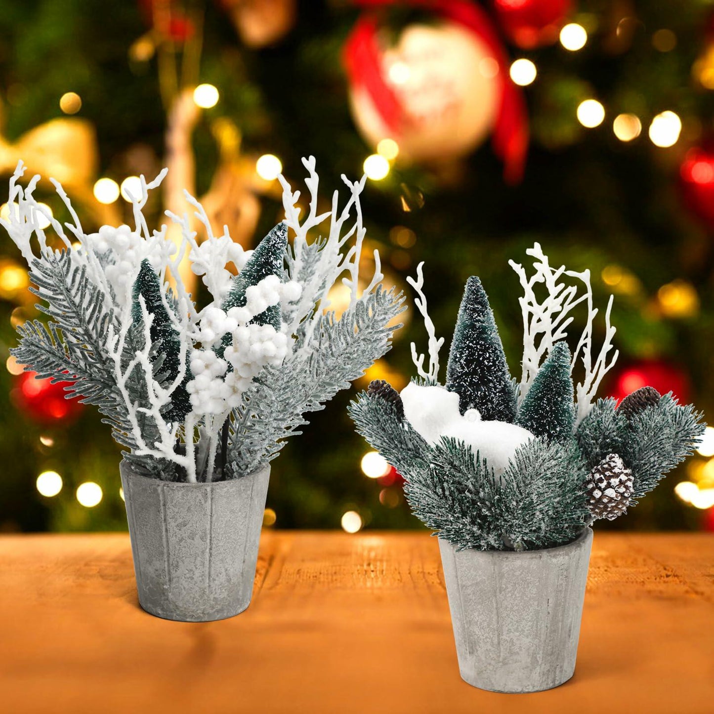 SUPREME 2PCS Mini Xmas Tree Tabletop Decor Artificial Indoor Holiday
