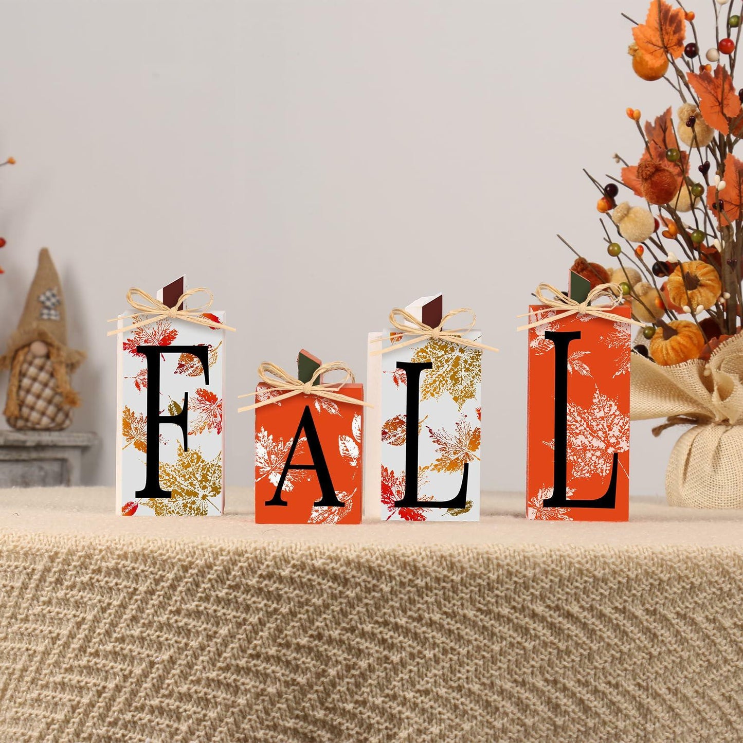4 PCS Autumn Wood Sign Fall Decor Farmhouse Harvest Thanksgiving Indoor