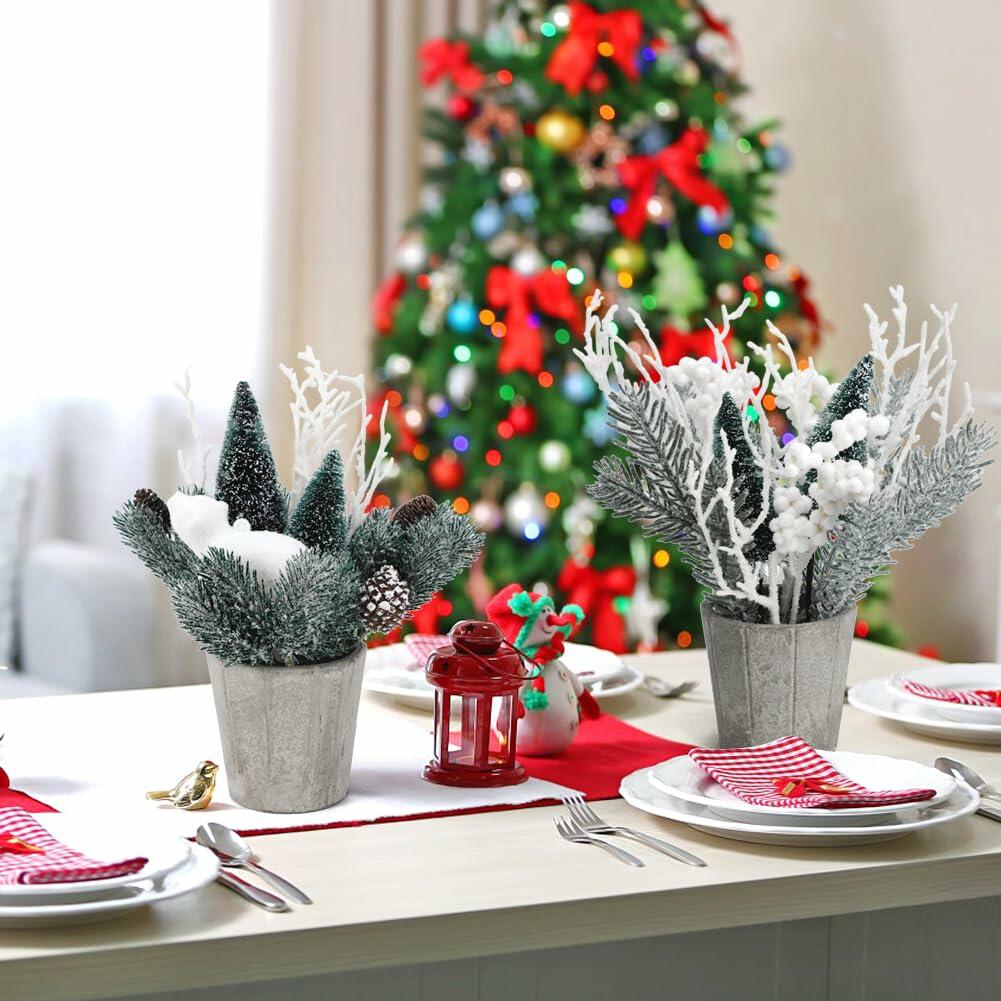 SUPREME 2PCS Mini Xmas Tree Tabletop Decor Artificial Indoor Holiday