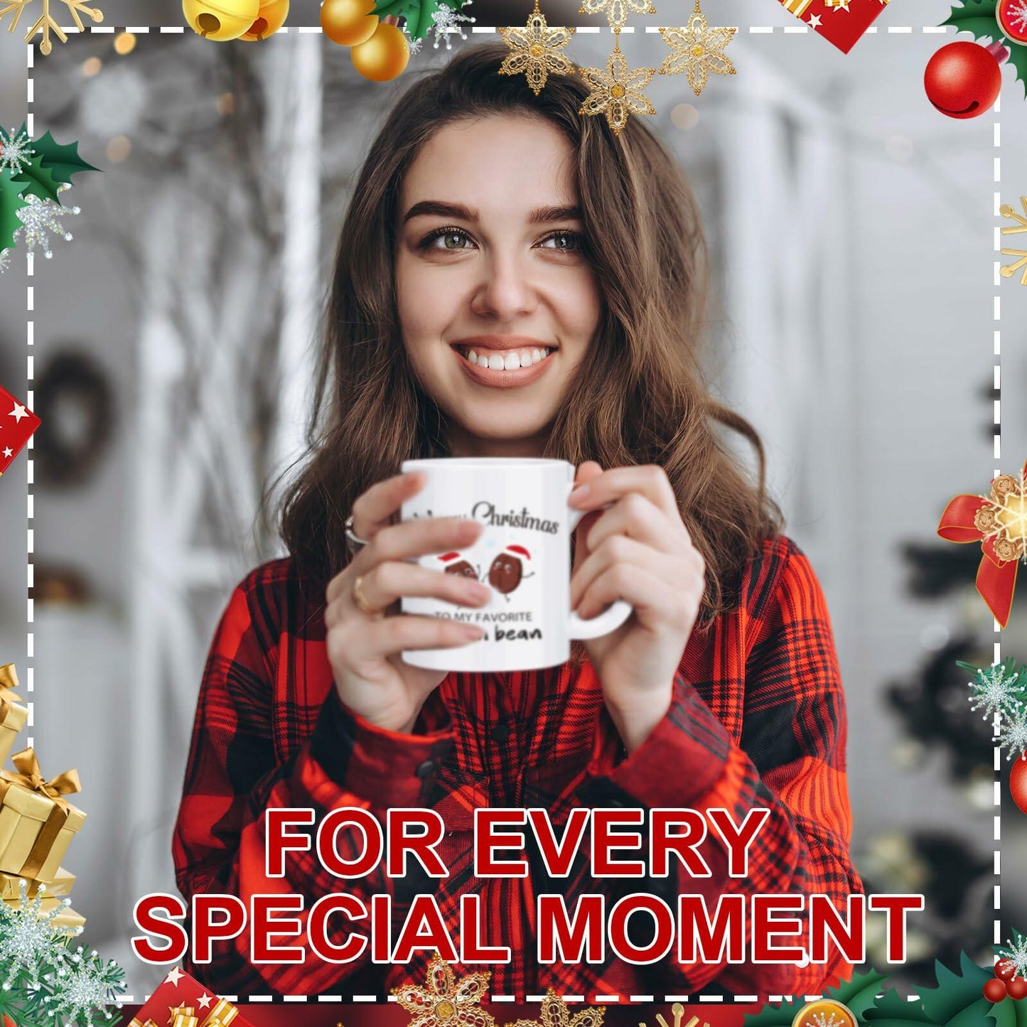 Baderke 3-Piece Christmas Gift Set 11oz Coffee Cup Keychain Card