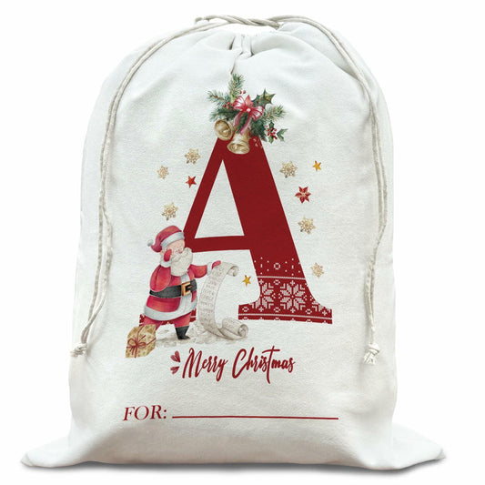 DSHFG Christmas Initial Personalized Drawstring Gift Bag for Women Red