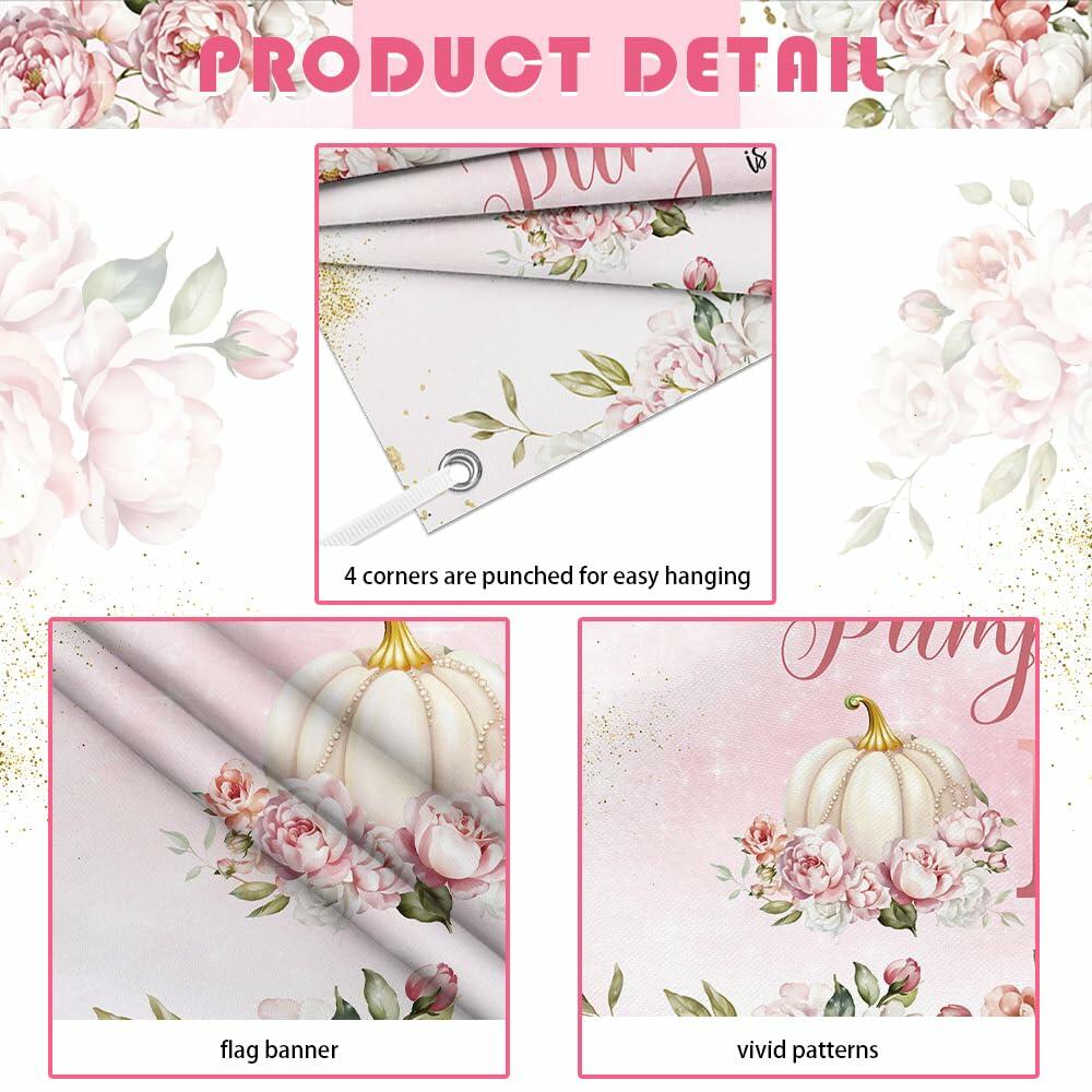 MEHOFOND Fall Pumpkin 1st Birthday Backdrop Banner Pastel Pink 70.8x43.3in
