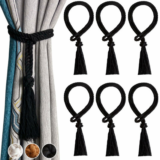 Rustic Cotton Rope Curtain Tiebacks Macrame Boho Style 4 Pack
