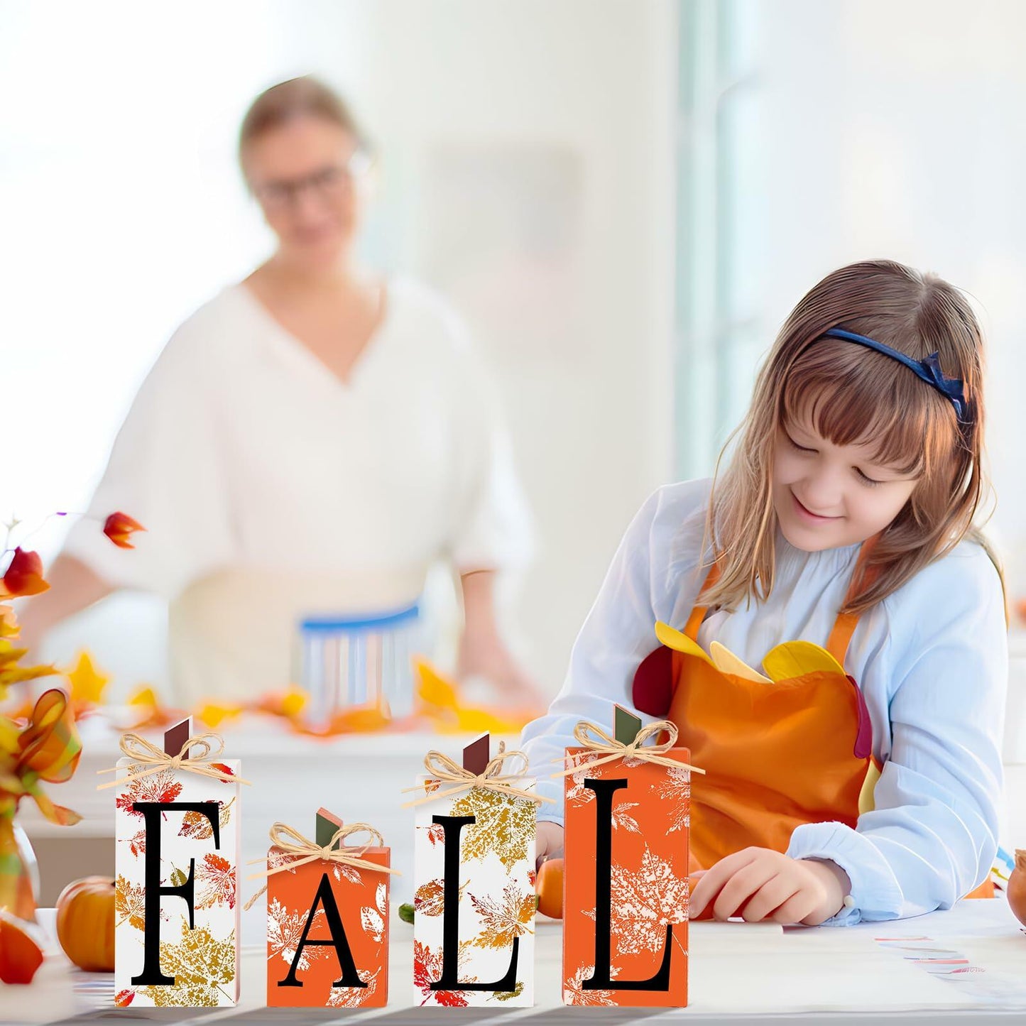 4 PCS Autumn Wood Sign Fall Decor Farmhouse Harvest Thanksgiving Indoor