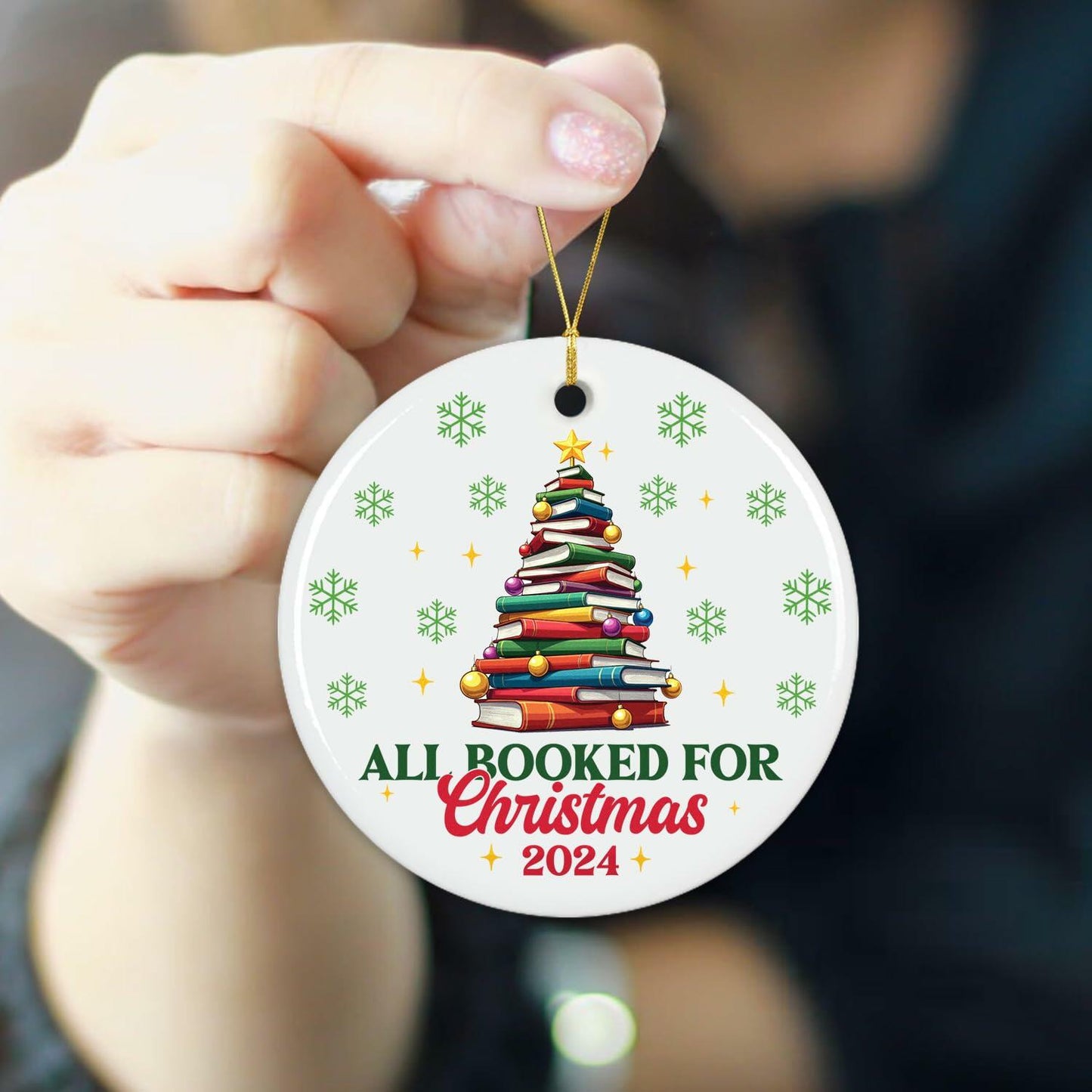 NewEleven Ceramic Christmas Ornament Book Lovers Gift Bookshelf Decor