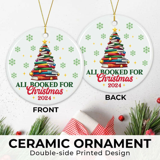 NewEleven Ceramic Christmas Ornament Book Lovers Gift Bookshelf Decor