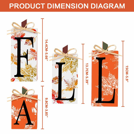4 PCS Autumn Wood Sign Fall Decor Farmhouse Harvest Thanksgiving Indoor