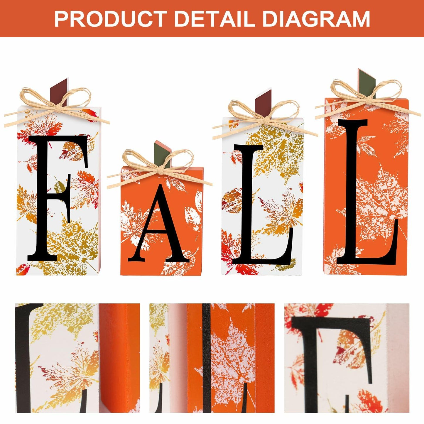 4 PCS Autumn Wood Sign Fall Decor Farmhouse Harvest Thanksgiving Indoor