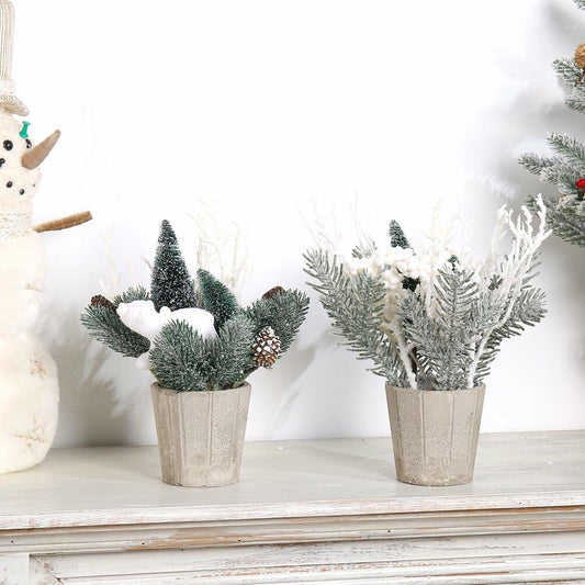 SUPREME 2PCS Mini Xmas Tree Tabletop Decor Artificial Indoor Holiday