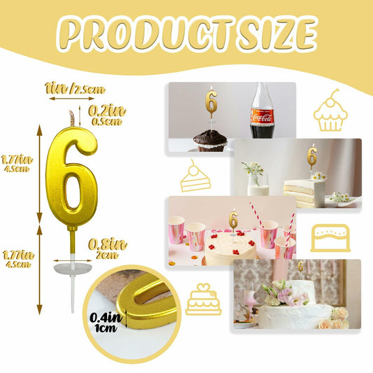 wusiyork Number 6 Birthday Candle Cake Decoration 1pc