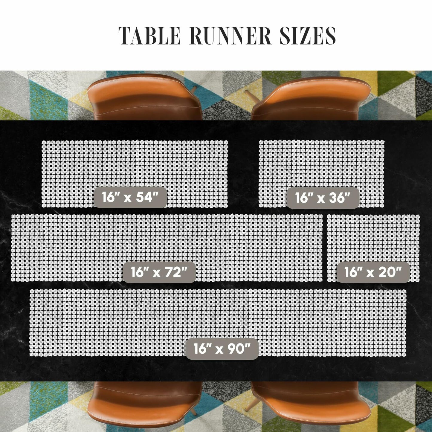 Elegant Comfort Table Runner Green Crochet Luxury Embroidery 16x20 Inch