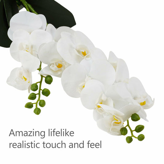 Angerlo 13" White Artificial Butterfly Orchid Ceramic Vase Decor