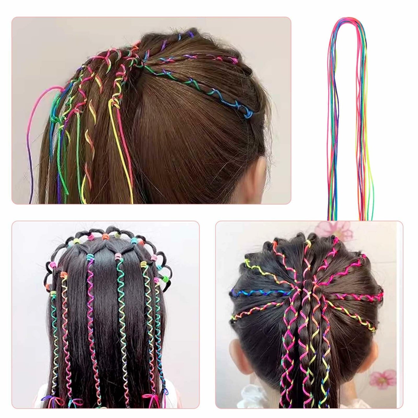 Dimeho 30pcs Hair Wrap String Braiding Hair Tie Band Bright Silver