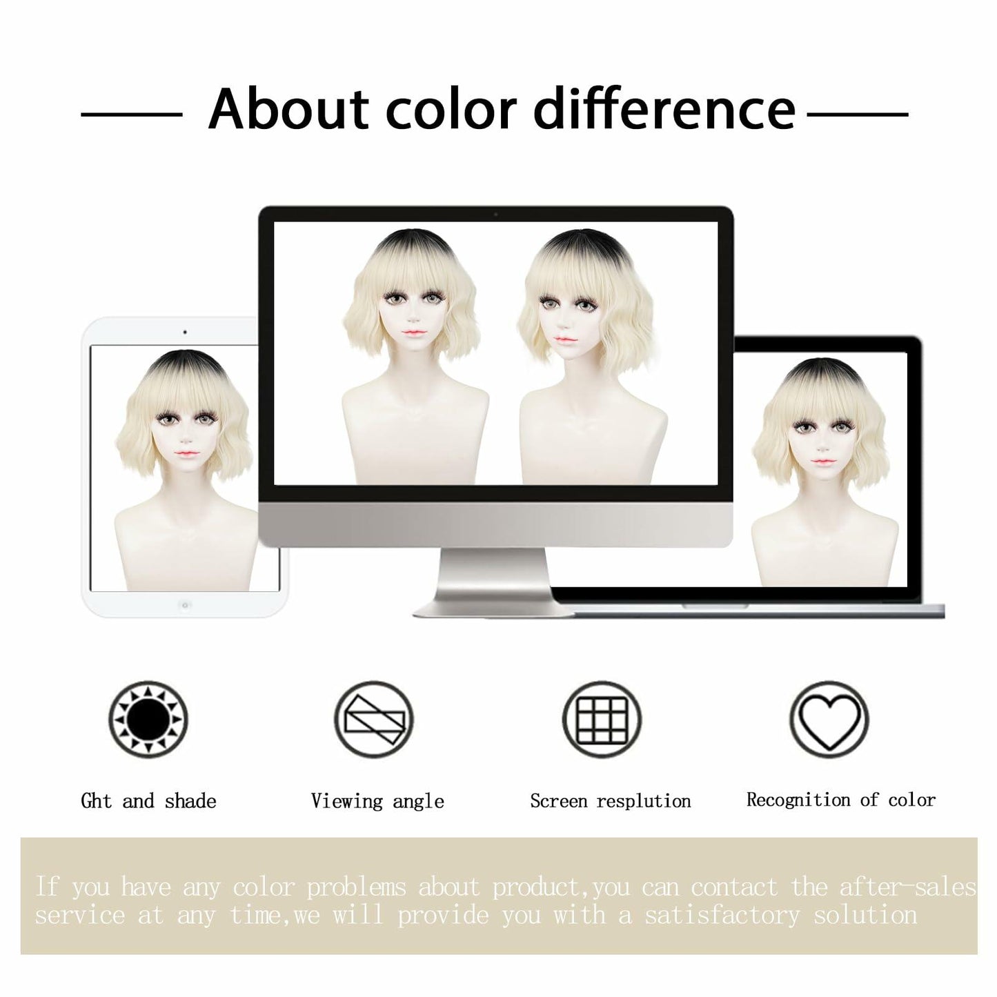 LABEAUTÉ Synthetic Short Wavy Blonde Black Ombre Bob Wig with Bangs