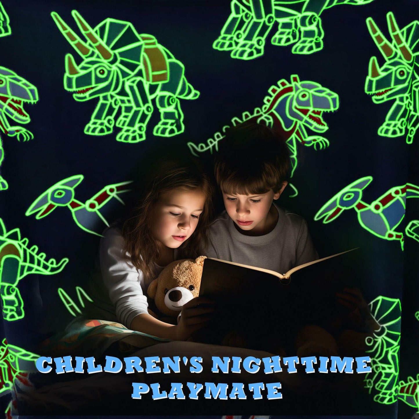 Glow in The Dark Dinosaur Blanket Soft Fleece Throw for Kids Toddler 40x50