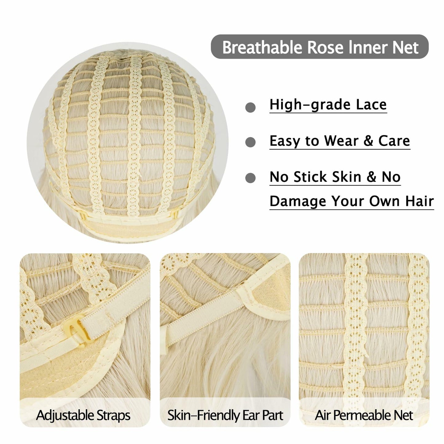 LABEAUTÉ Synthetic Short Wavy Blonde Black Ombre Bob Wig with Bangs