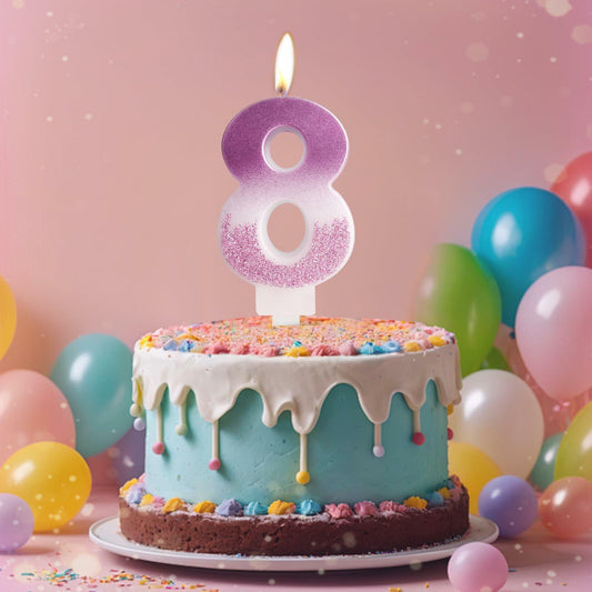 Zi Lan MGJJB-17 Rose Pink Gradient Number 17 Birthday Candle Cake Topper