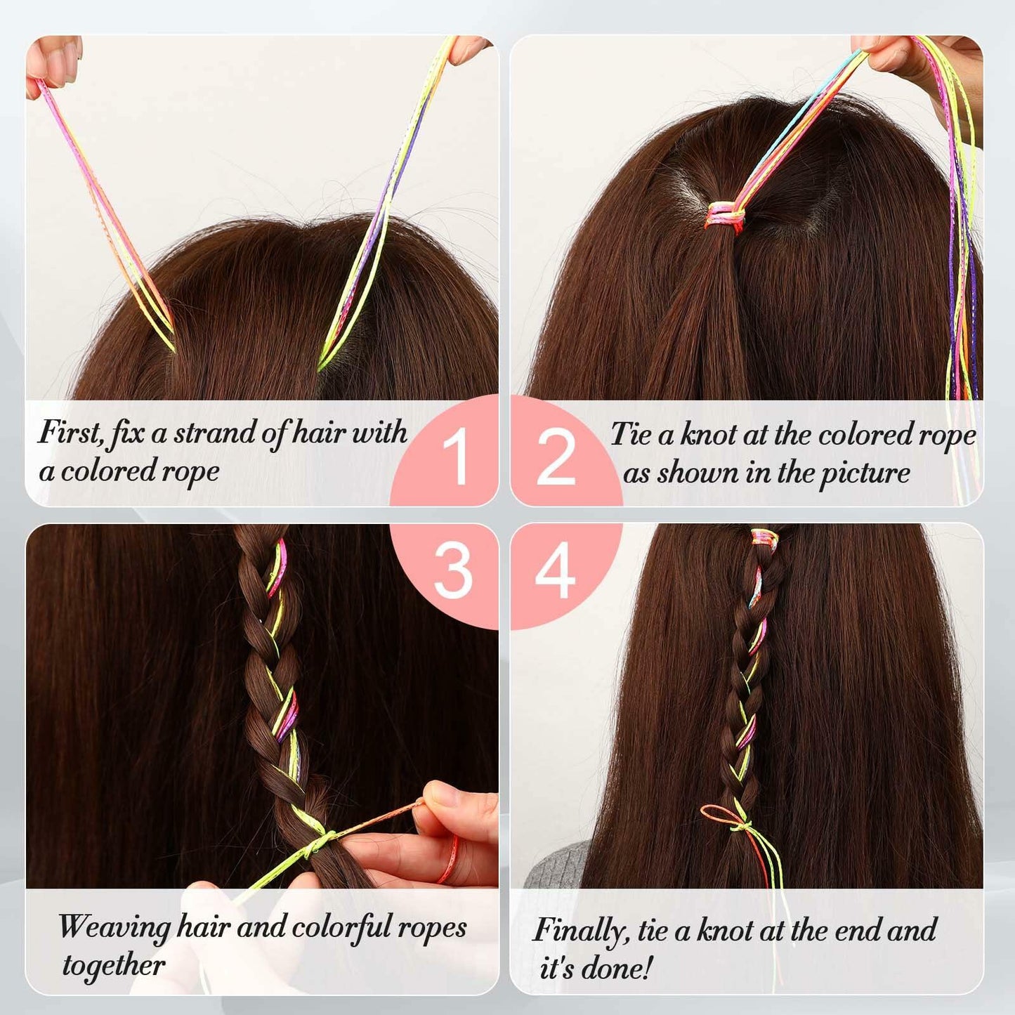 Dimeho 30pcs Hair Wrap String Braiding Hair Tie Band Bright Silver