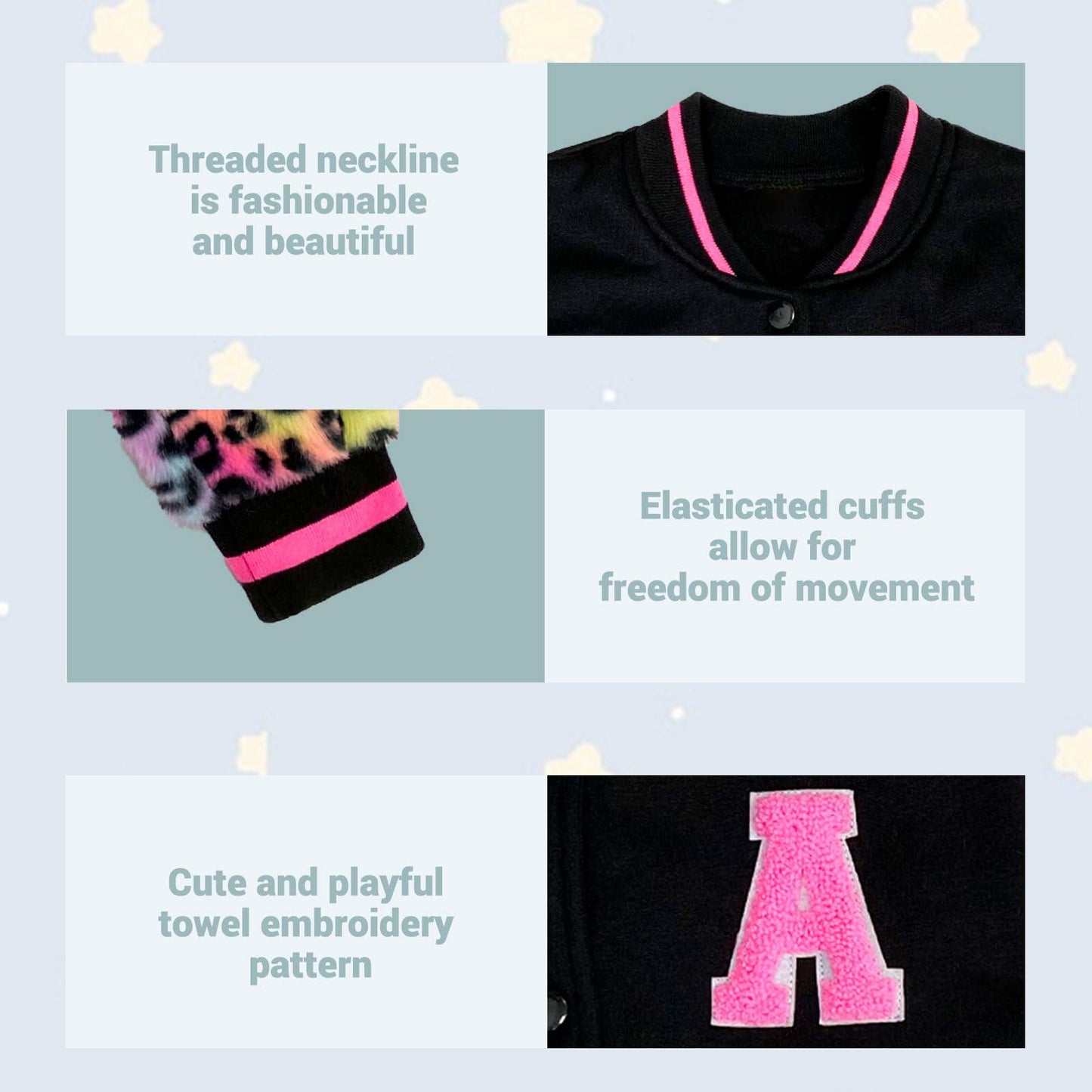 GMMDOMKID Kids Varsity Jacket Boys Girls Classic Baseball Coat - Size 8