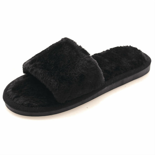 Crazy Lady Women's Fuzzy Fluffy Memory Foam House Slippers Black Size 38