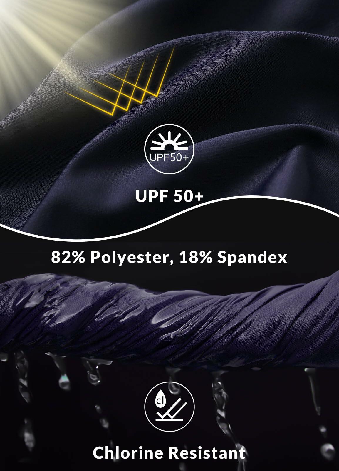 baleaf Women's Swim Top Tankini Square Neck Built-in Bra Navy Blue Size 38