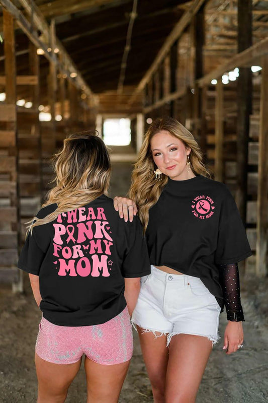 FASHGL I Wear Pink for My Mom Breast Cancer Awareness T-Shirt Pink Size M