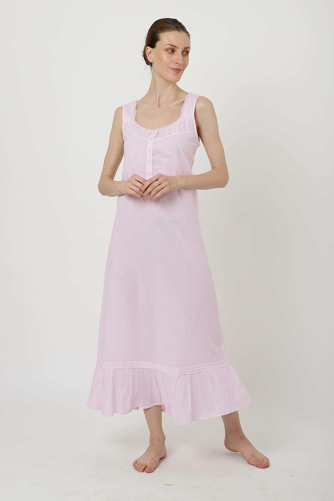 Miss Lavish London Pink Victorian Sleeveless Nightgown Cotton Size 6
