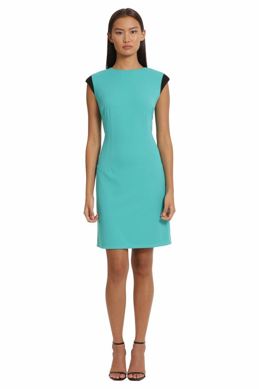 Donna Morgan Women's Teal Green Extended Shoulder Cap Sleeve Sheath Dress - Sz10